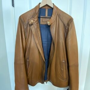 Massimo Dutti Tan Nappa Leather Jacket, Size XL